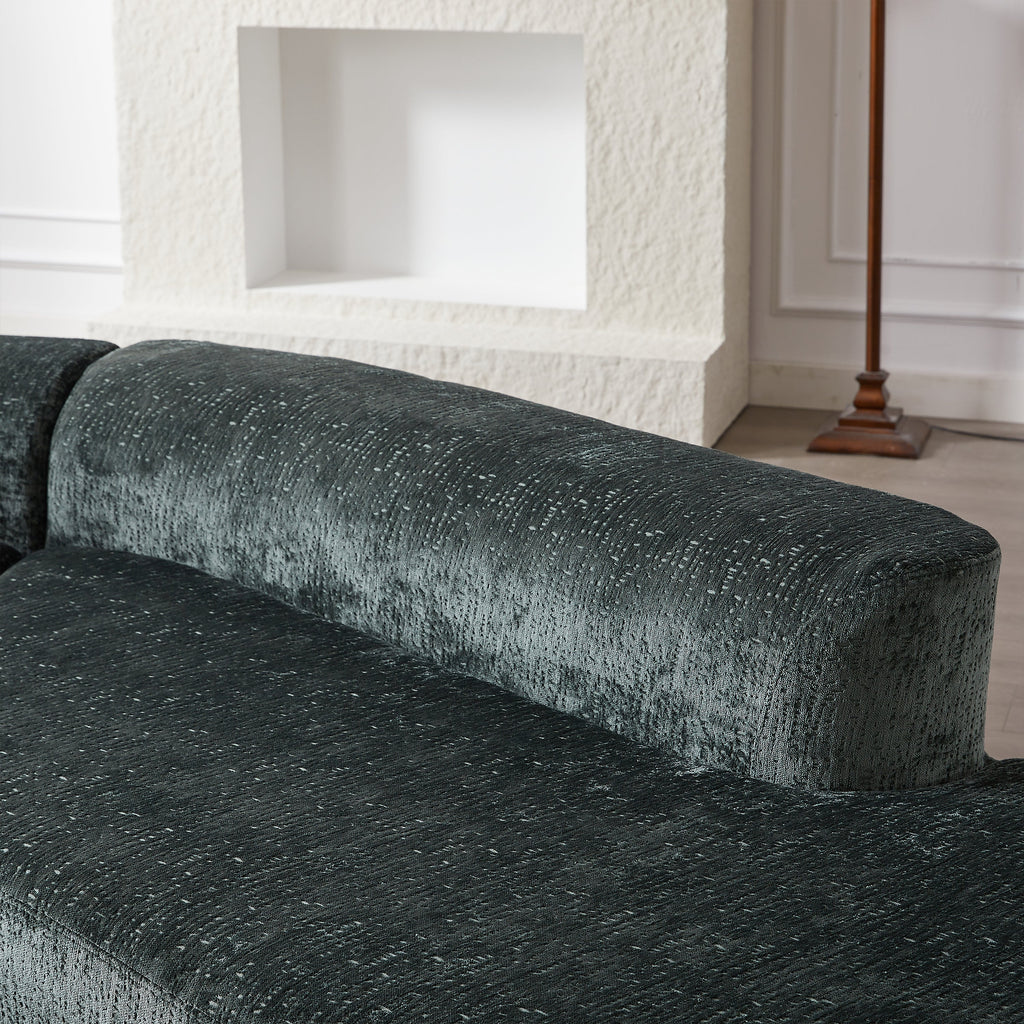 Modern Upholstered Oversized Sectional Sofa, 114-Inch Chenille 4-Seater Extra Deep & Wide Seat Curved Cloud Couch with 4 Throw Pillows, Free Combination Sofa Couch for Living Room,Bedroom