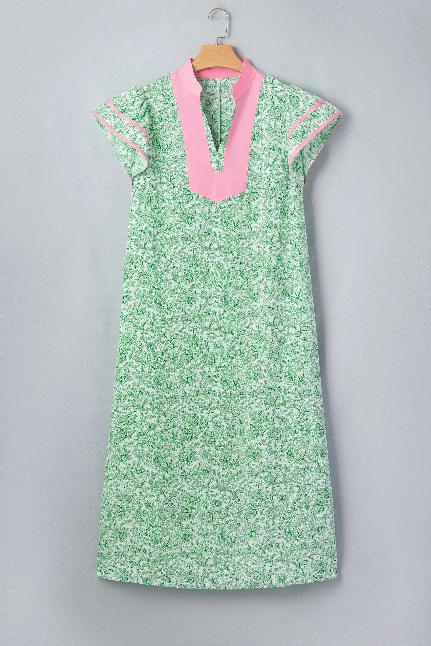 Plus Size Floral Flutter Sleeve Kaftan Maxi Dress