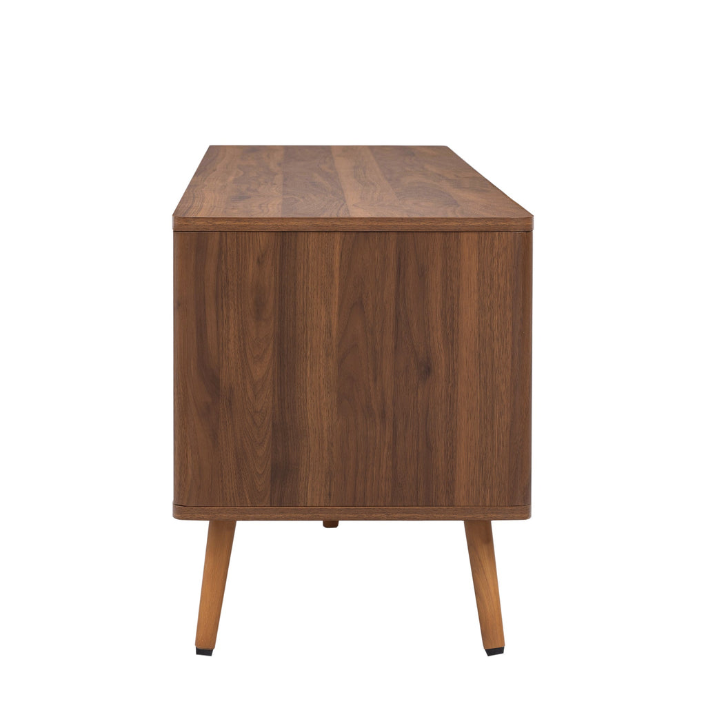 Mid Century TV Stand with 2 Drawers, Media Console Table for TVs up to 80'', Entertainment Center with Storage for Living room, Bedroom, Home Theatre
