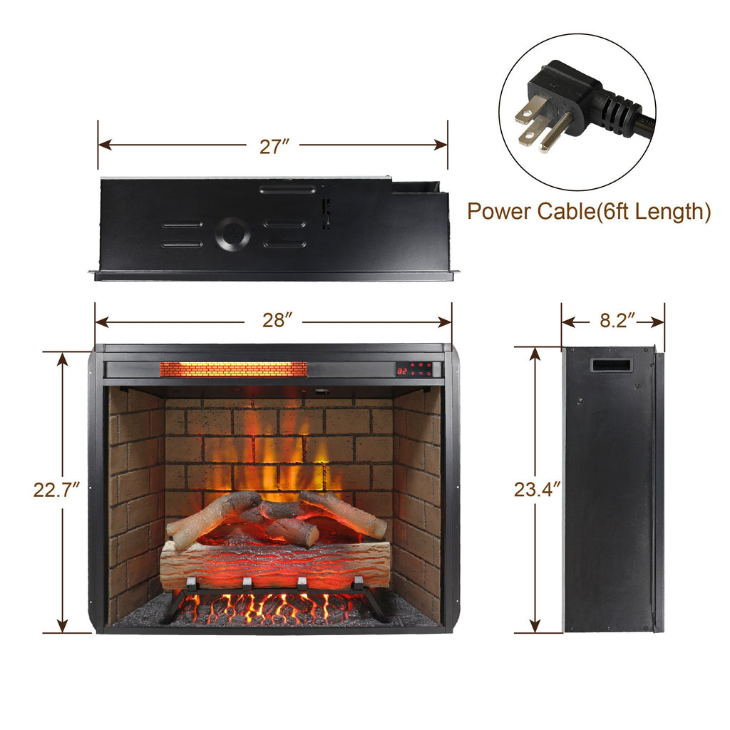 65' Fireplace TV Stand for TVs up to 75',with 28' Electric Fireplace and LED Light