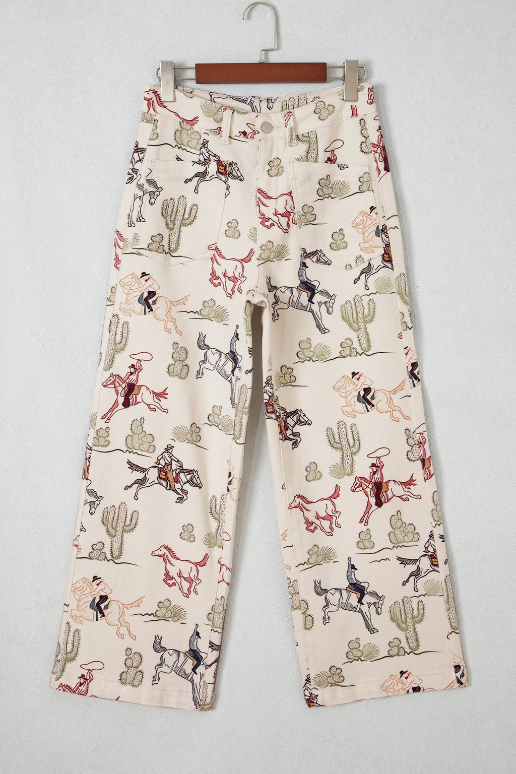 Western Denim Patch Pocket Straight Leg Jeans