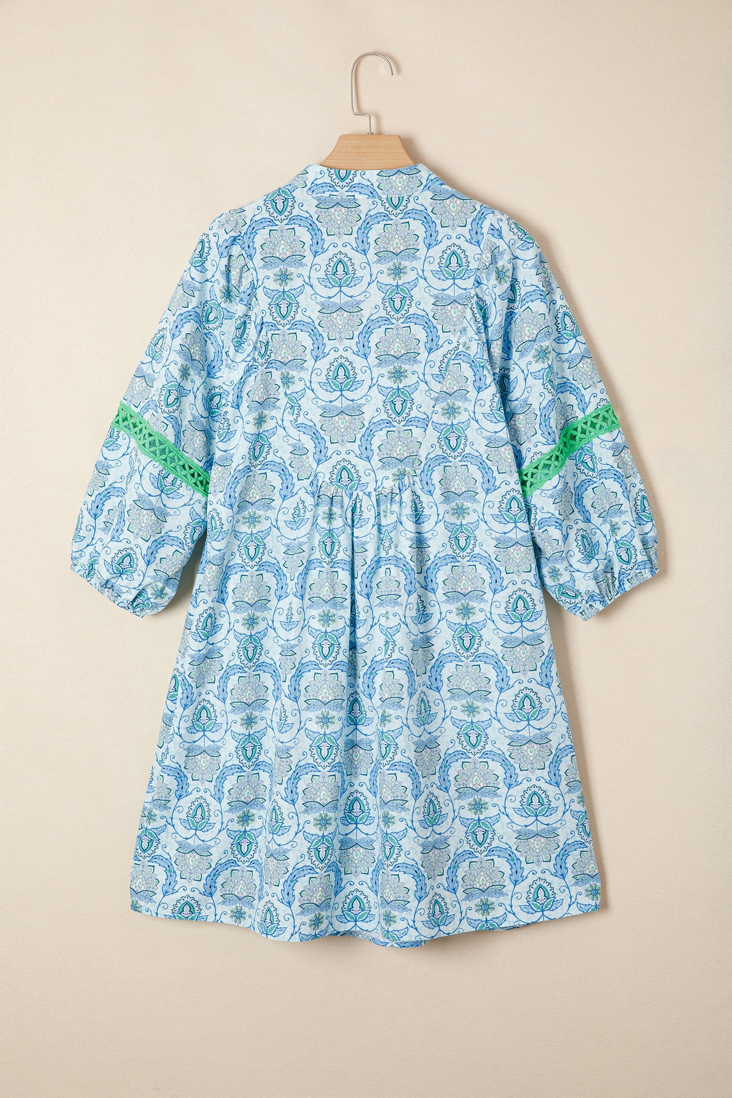 Paisley Patchwork Contrast Bracelet Sleeve Mini Dress