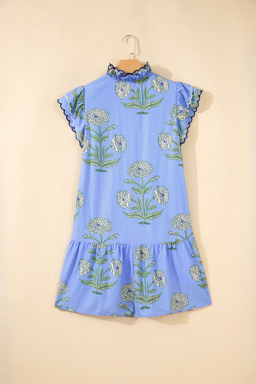 Floral Scalloped Embroidery Drop Waist Mini Dress