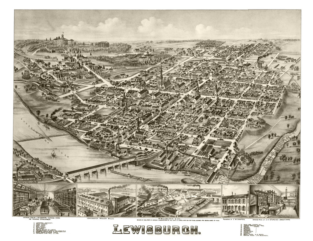 Vintage Map of Lewisburgh, Pennsylvania 1884