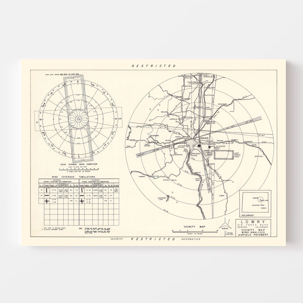 Vintage Map of the Lowry Air Force Base Vicinity, 1952