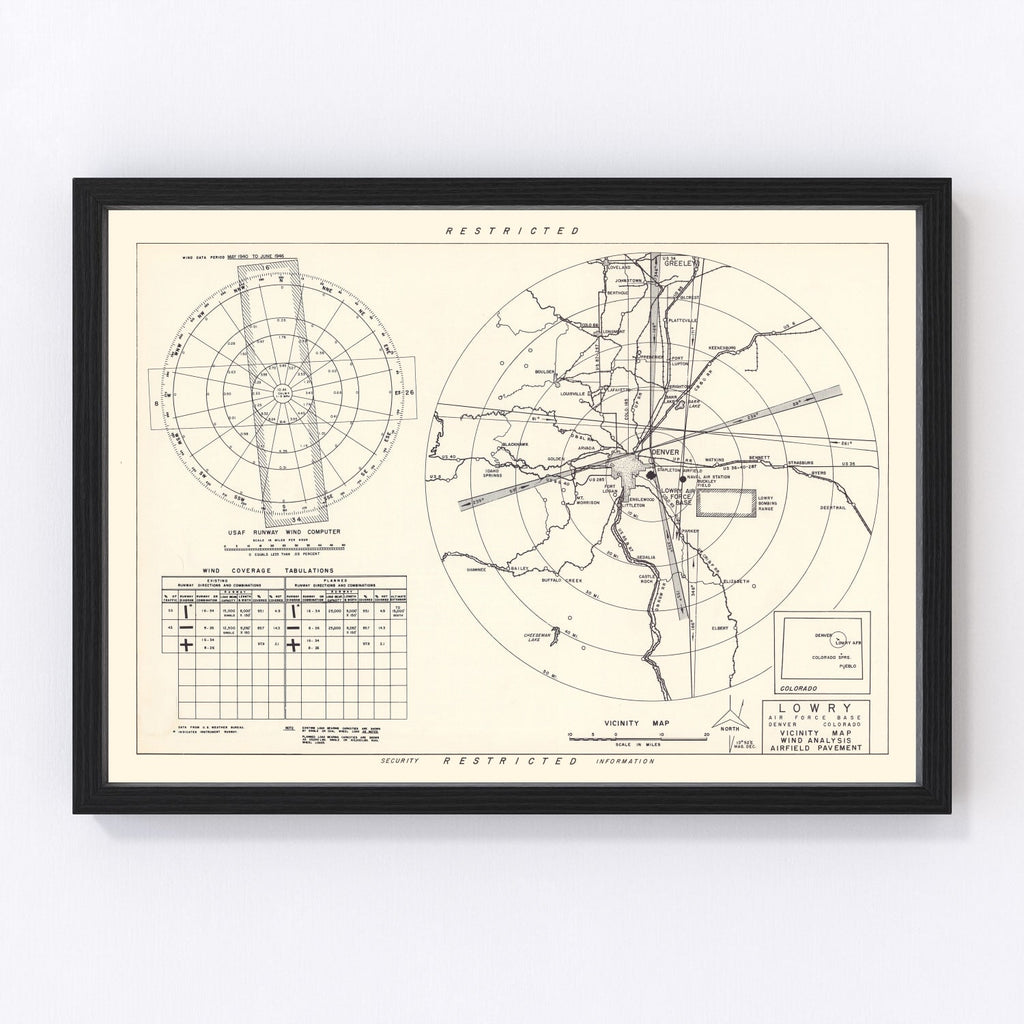 Vintage Map of the Lowry Air Force Base Vicinity, 1952