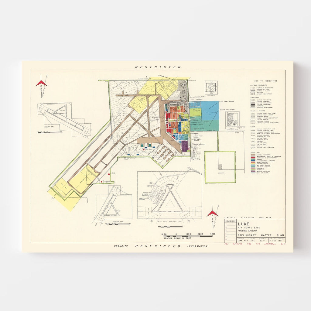 Vintage Map of Luke Air Force Base, 1951