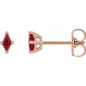 14K Rose Gold 6x3 mm Lab-Grown Ruby Earrings