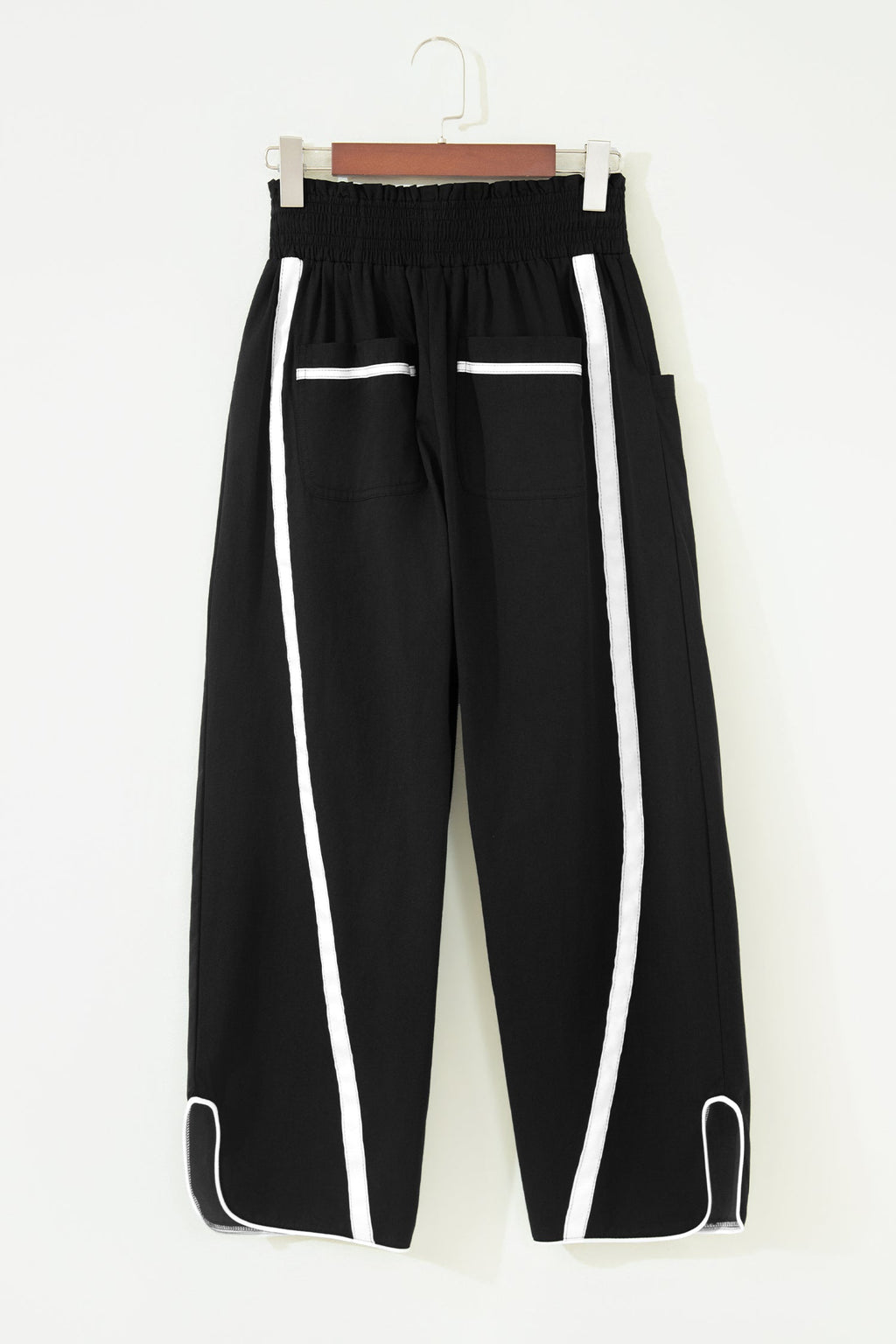 Stripe Smocked Waist Drawstring Cropped Pants