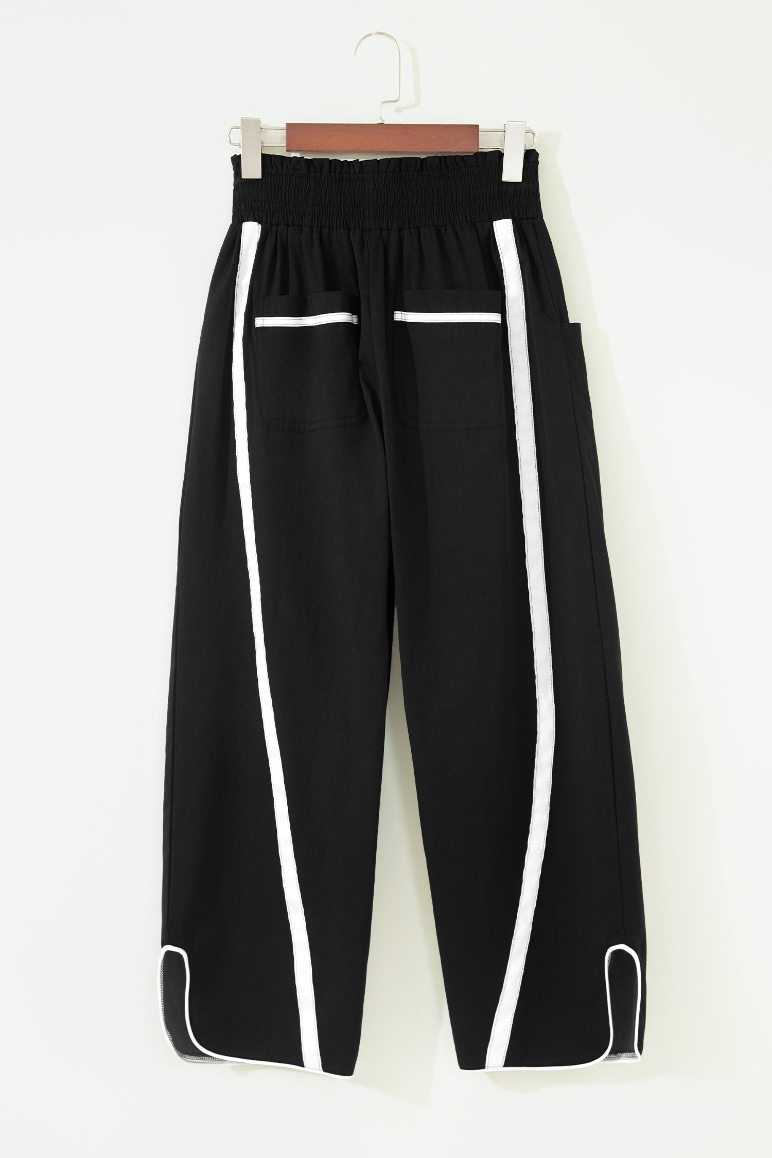 Stripe Smocked Waist Drawstring Cropped Pants