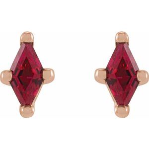 14K Rose Gold 4x2 mm Lab-Grown Ruby Earrings – image 2