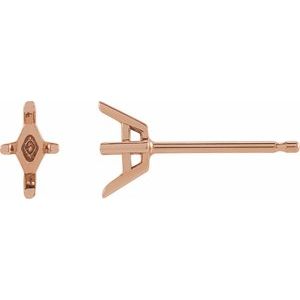 14K Rose Gold 6x3 mm Lozenge 4-Prong Basket Earring Mounting
