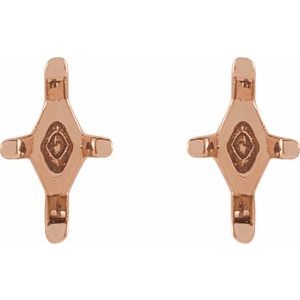14K Rose Gold 6x3 mm Lozenge 4-Prong Basket Earring Mounting – image 2