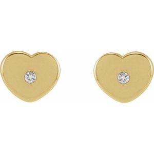 14K Yellow Gold .01 CTW Natural Diamond Youth Heart Earrings