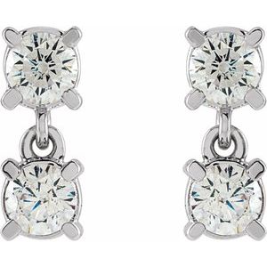 14K White Gold 1/2 CTW Lab-Grown Diamond Two-Stone Earrings – image 2
