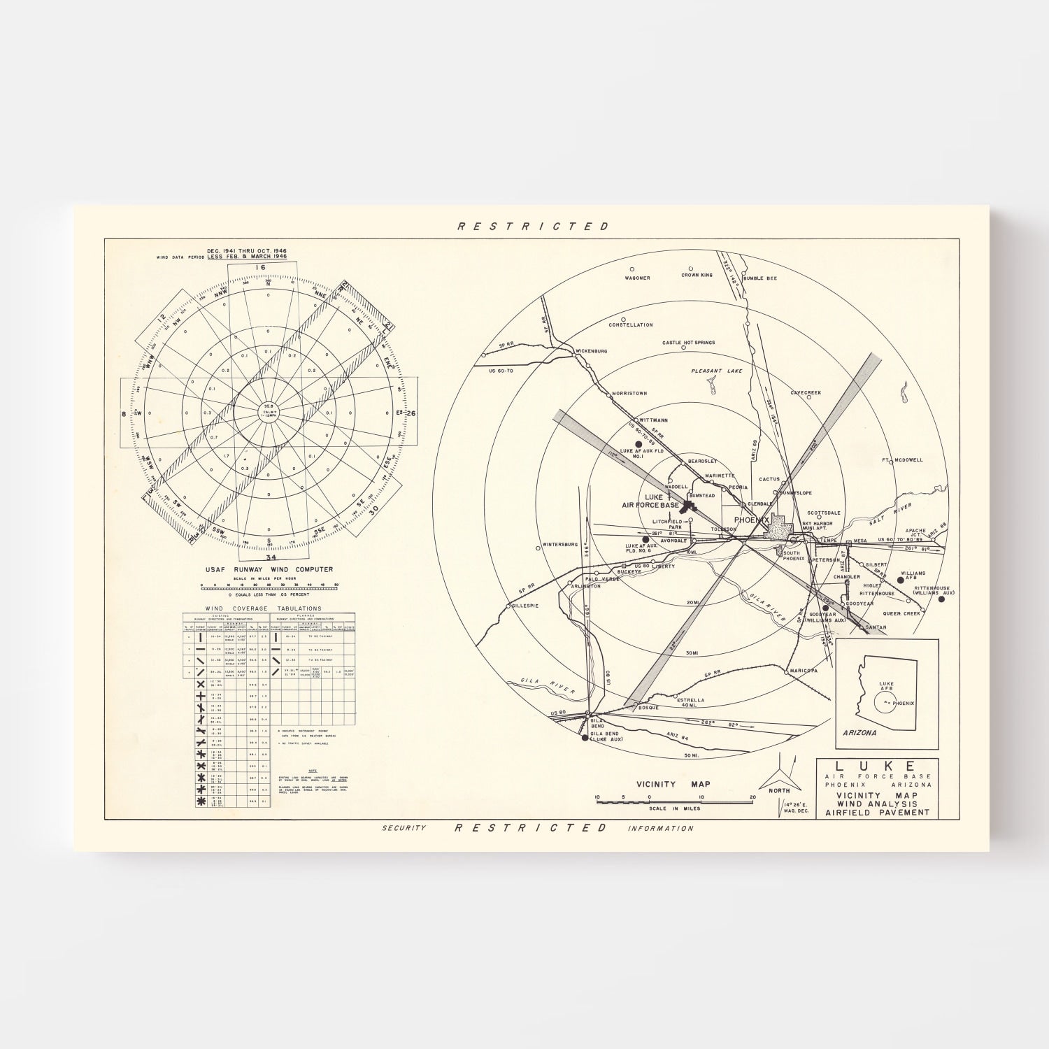 Vintage Map of the Luke Air Force Base Vicinity, 1951