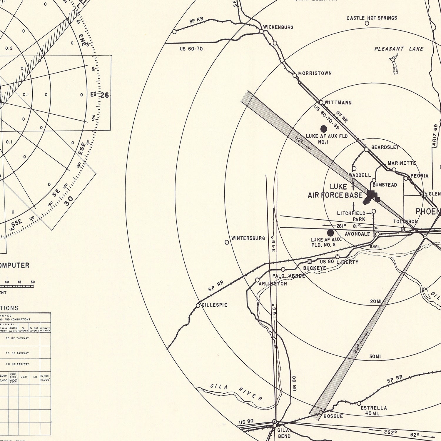 Vintage Map of the Luke Air Force Base Vicinity, 1951