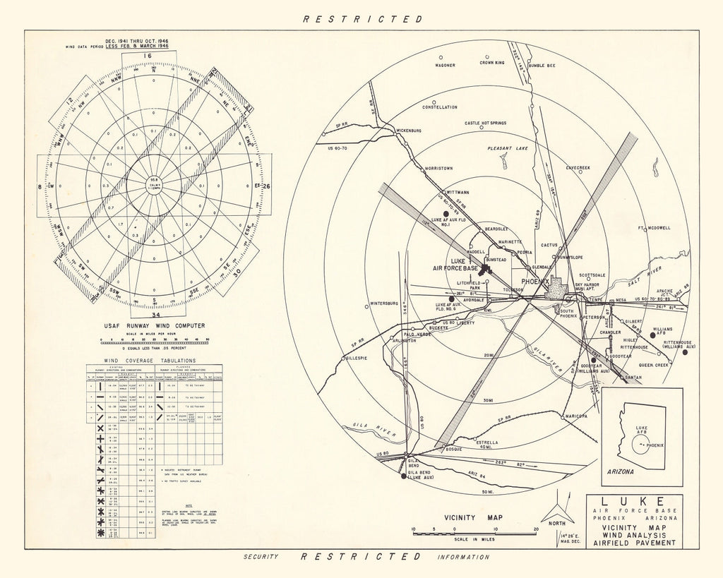 Vintage Map of the Luke Air Force Base Vicinity, 1951