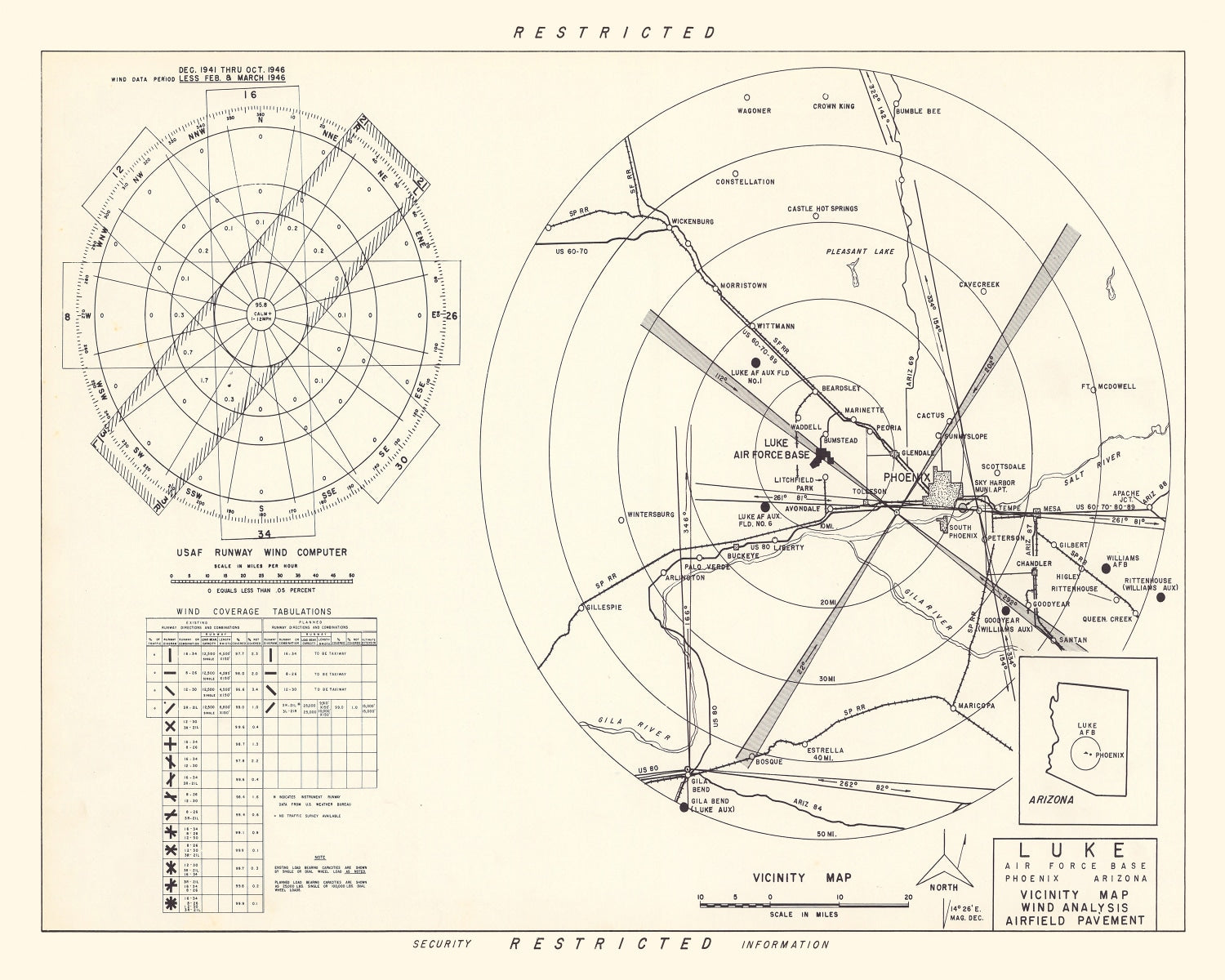 Vintage Map of the Luke Air Force Base Vicinity, 1951