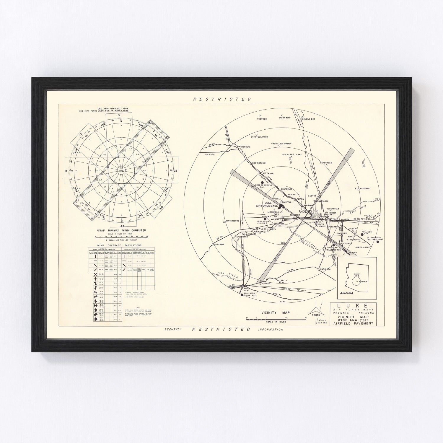 Vintage Map of the Luke Air Force Base Vicinity, 1951