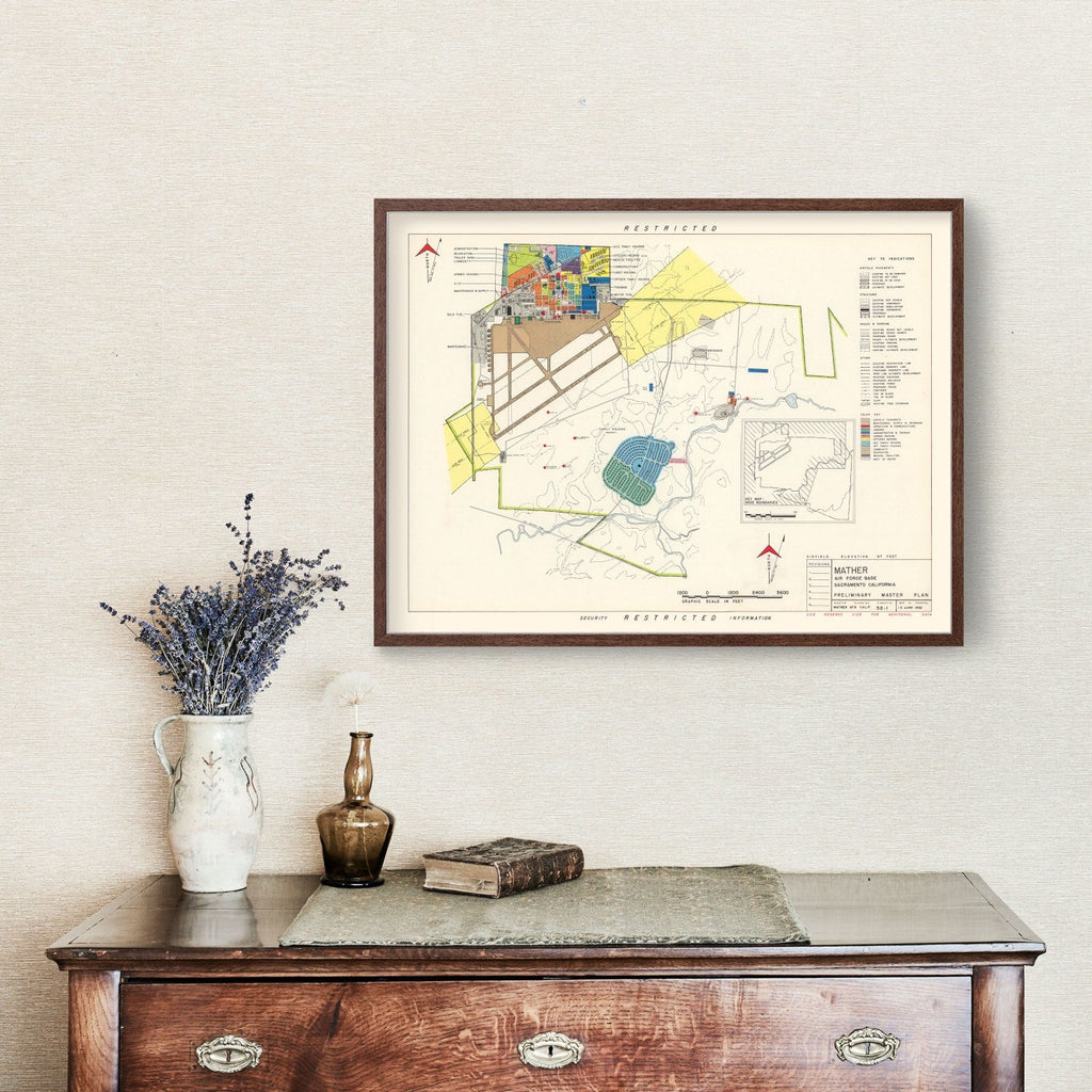 Vintage Map of Mather Air Force Base, 1952