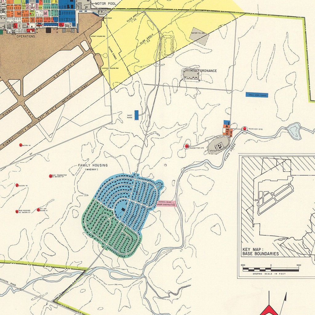 Vintage Map of Mather Air Force Base, 1952