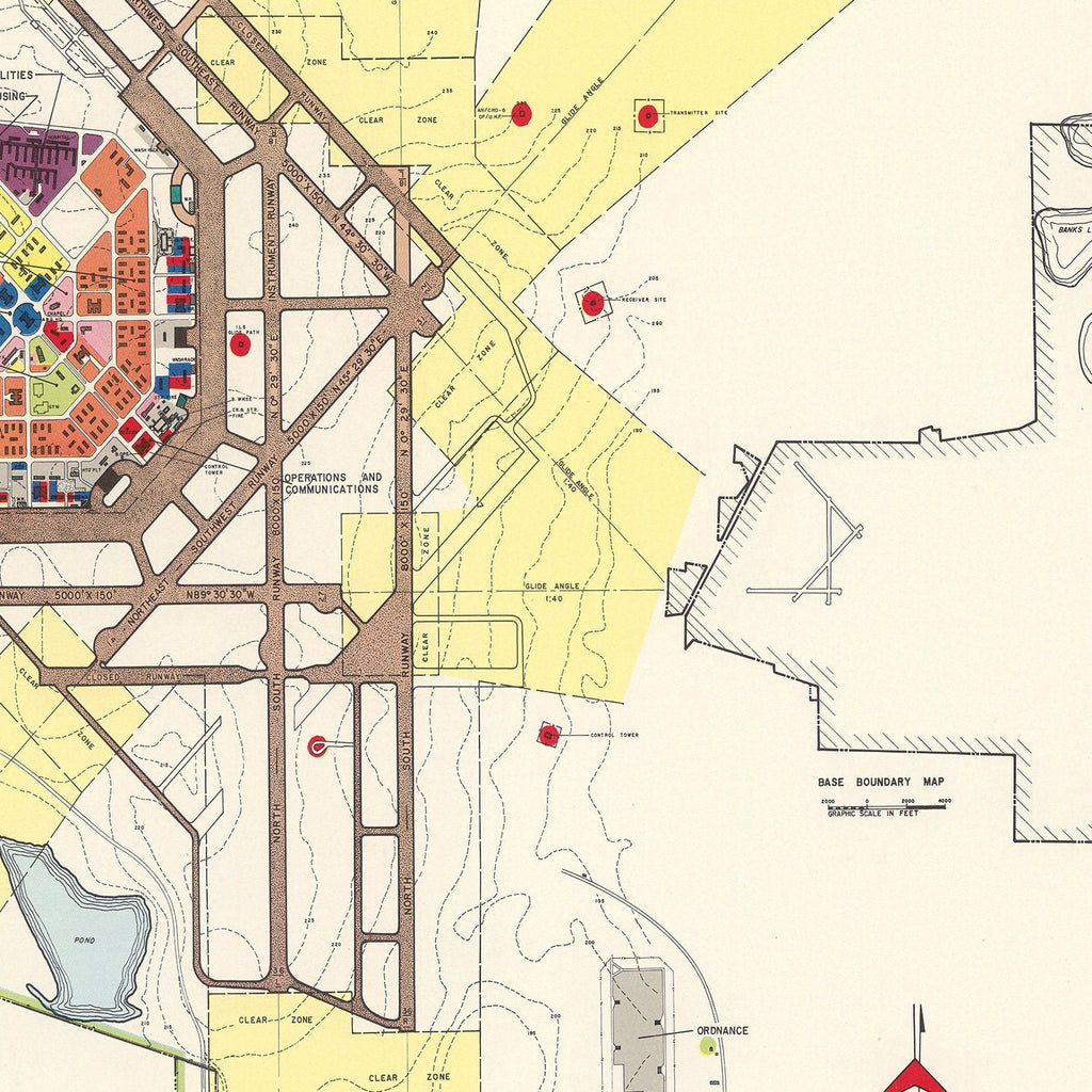 Vintage Map of Moody Air Force Base, 1951