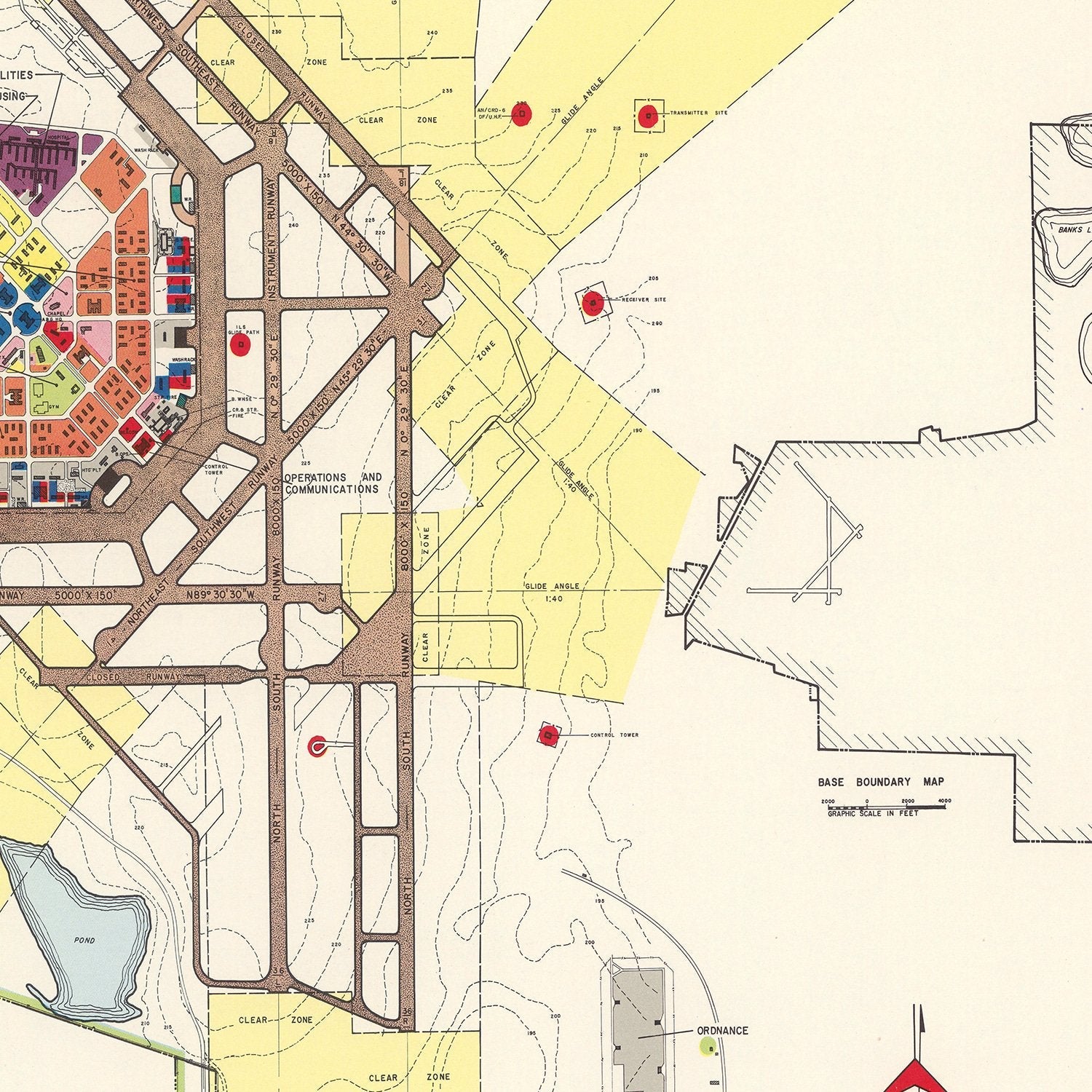 Vintage Map of Moody Air Force Base, 1951