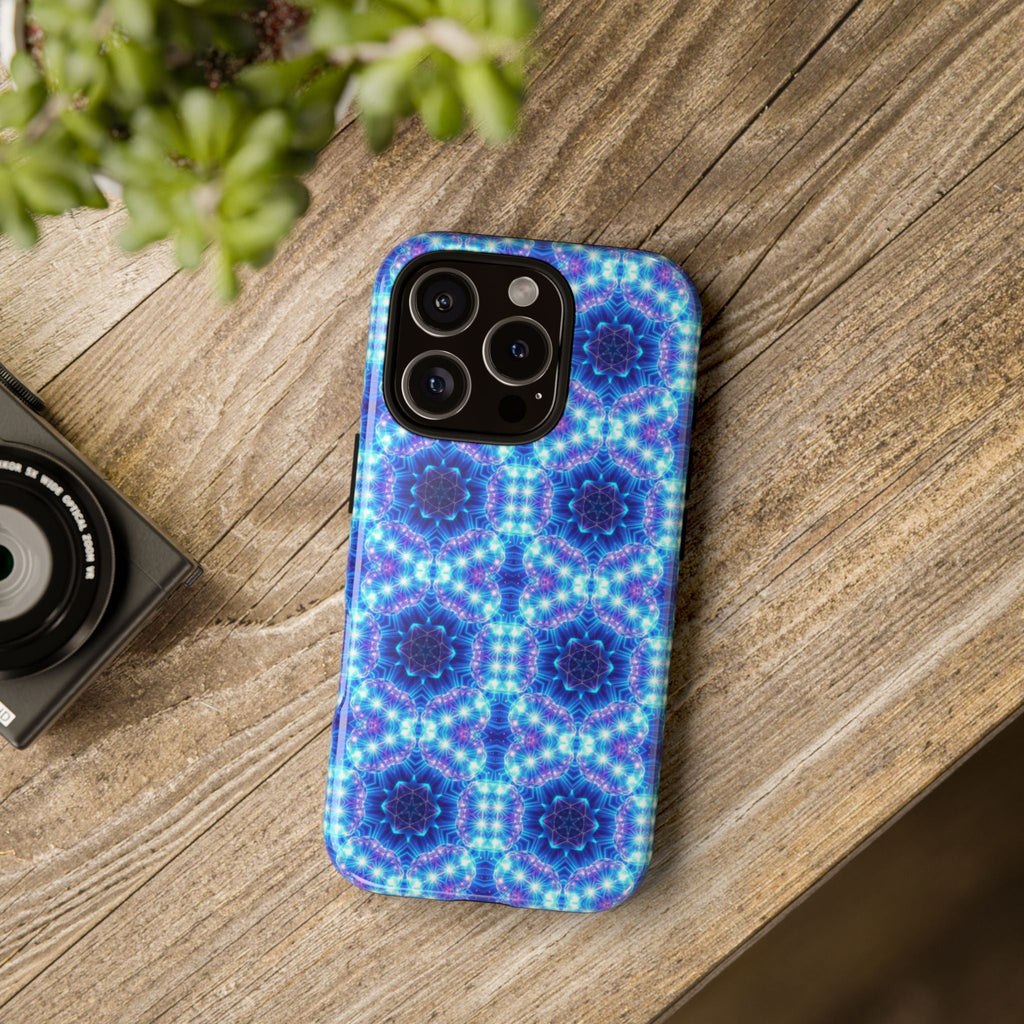 Blue Mandalas with Neon Lights Tough Phone Cases