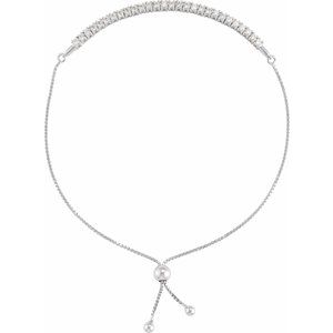 14K White Gold 1 CTW Lab-Grown Diamond Bolo 9 1/2" Bracelet
