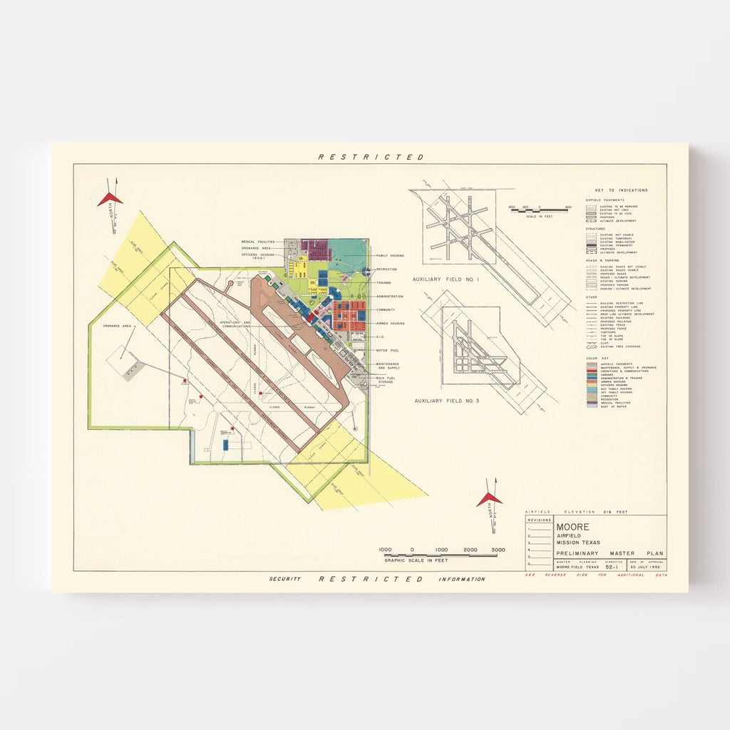 Vintage Map of Moore Air Field, 1952