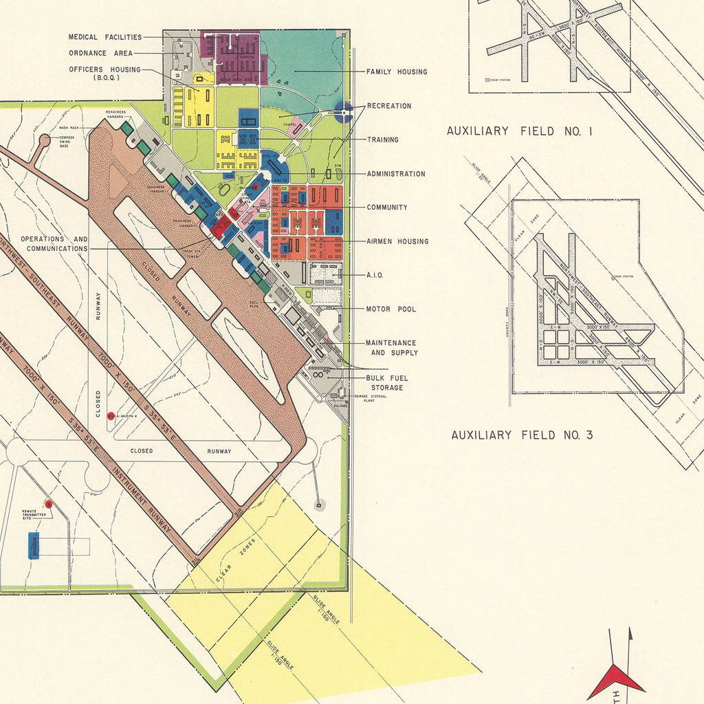 Vintage Map of Moore Air Field, 1952
