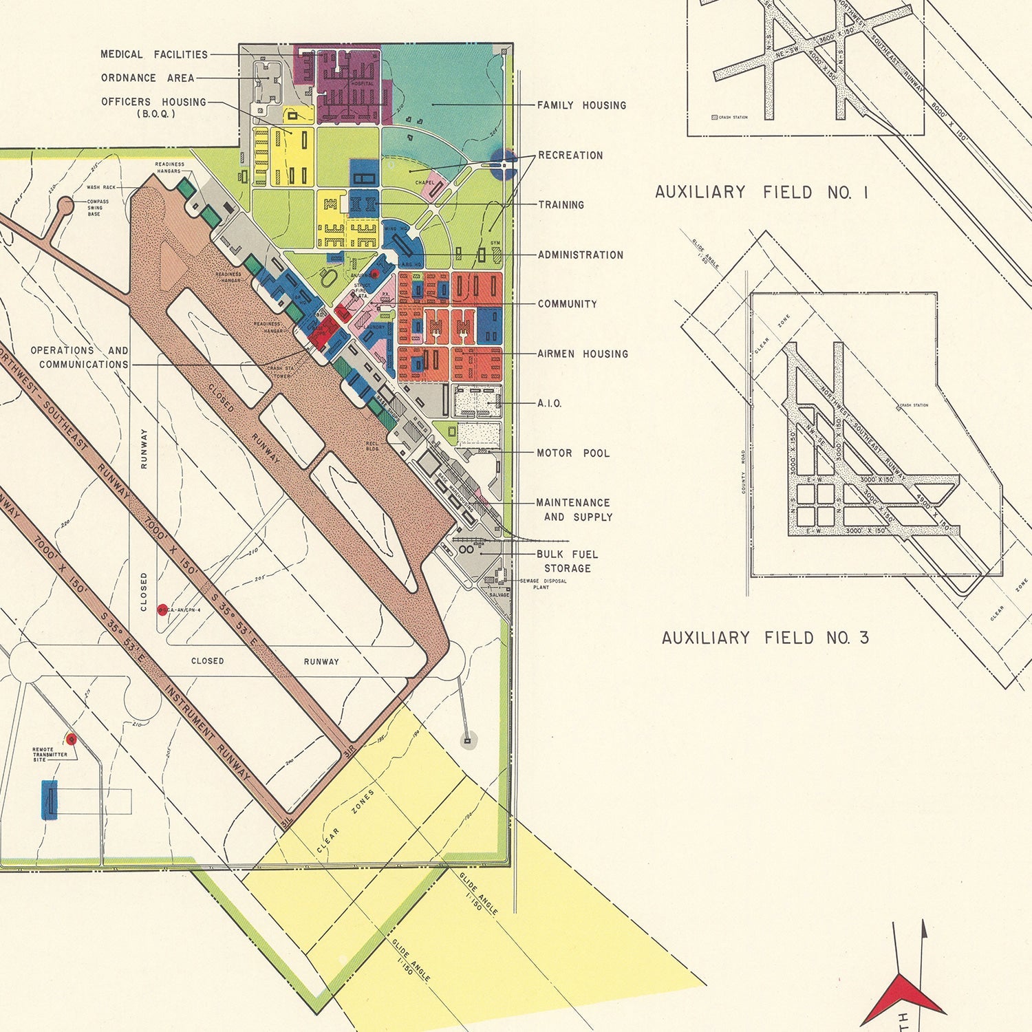 Vintage Map of Moore Air Field, 1952