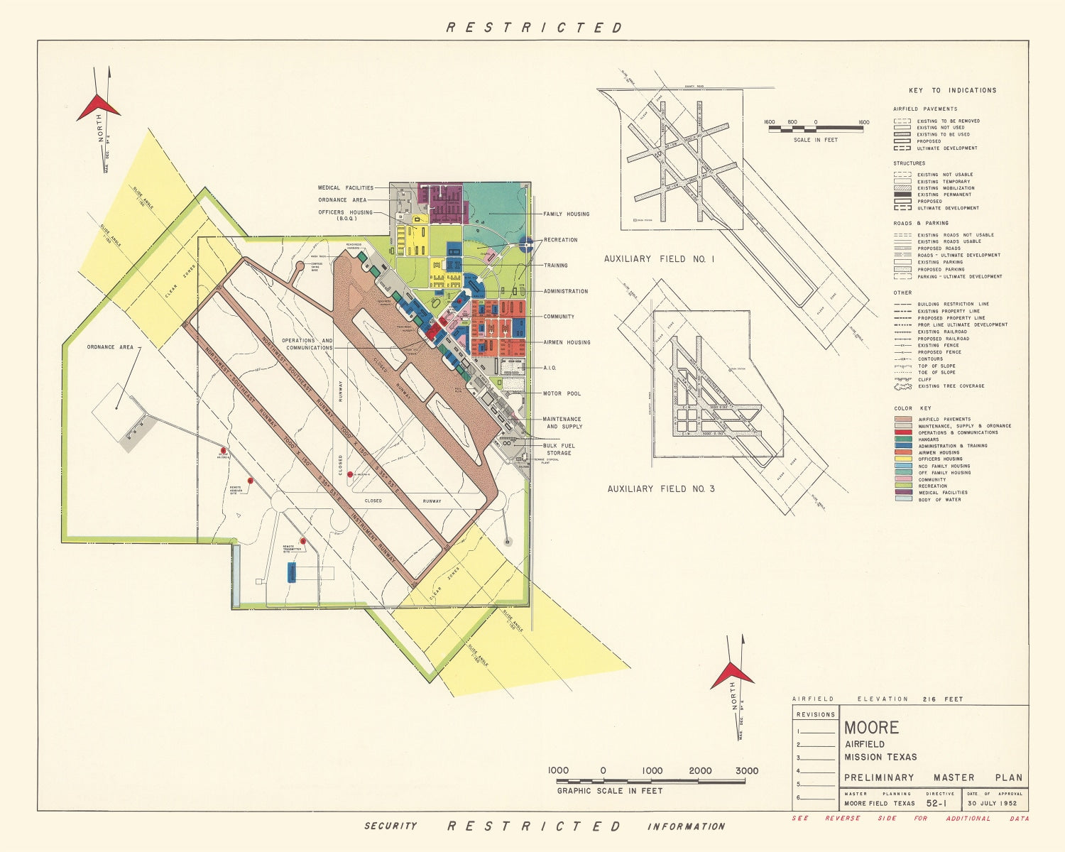 Vintage Map of Moore Air Field, 1952