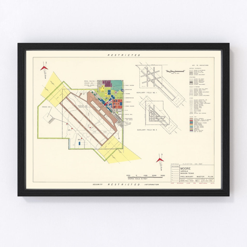 Vintage Map of Moore Air Field, 1952