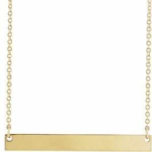 14K Yellow Engravable Bar 18" Necklace
