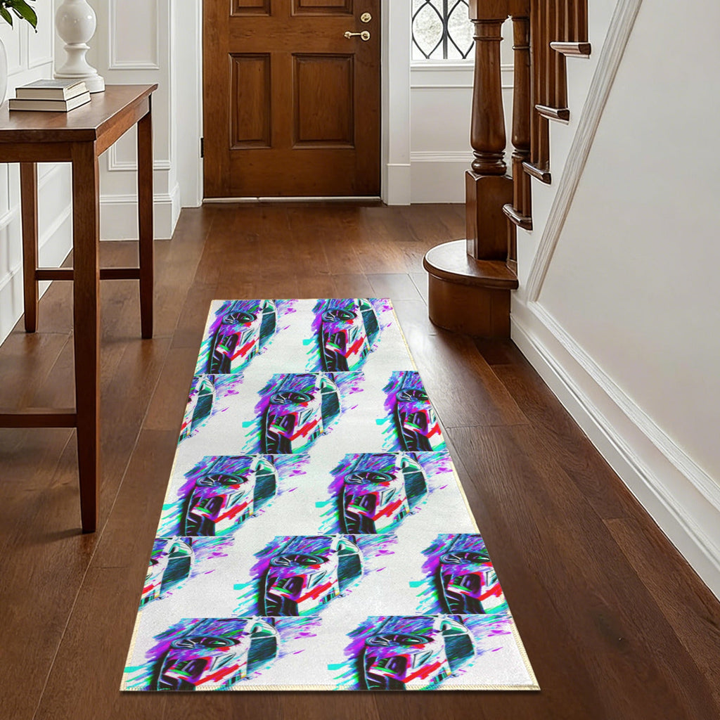 Fast Sports Car Washable Faux Microfiber Runner Rug 60" x 22" | Ship From USA