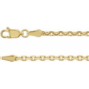14K Yellow Gold 2.5 mm Diamond-Cut Cable 7" Chain