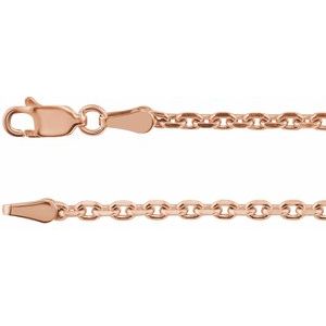 14K Rose Gold 2.5 mm Diamond-Cut Cable 18" Chain
