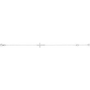 14K White Gold 1/5 CTW Natural Diamond Sideways Cross 7-8" Bracelet – image 2