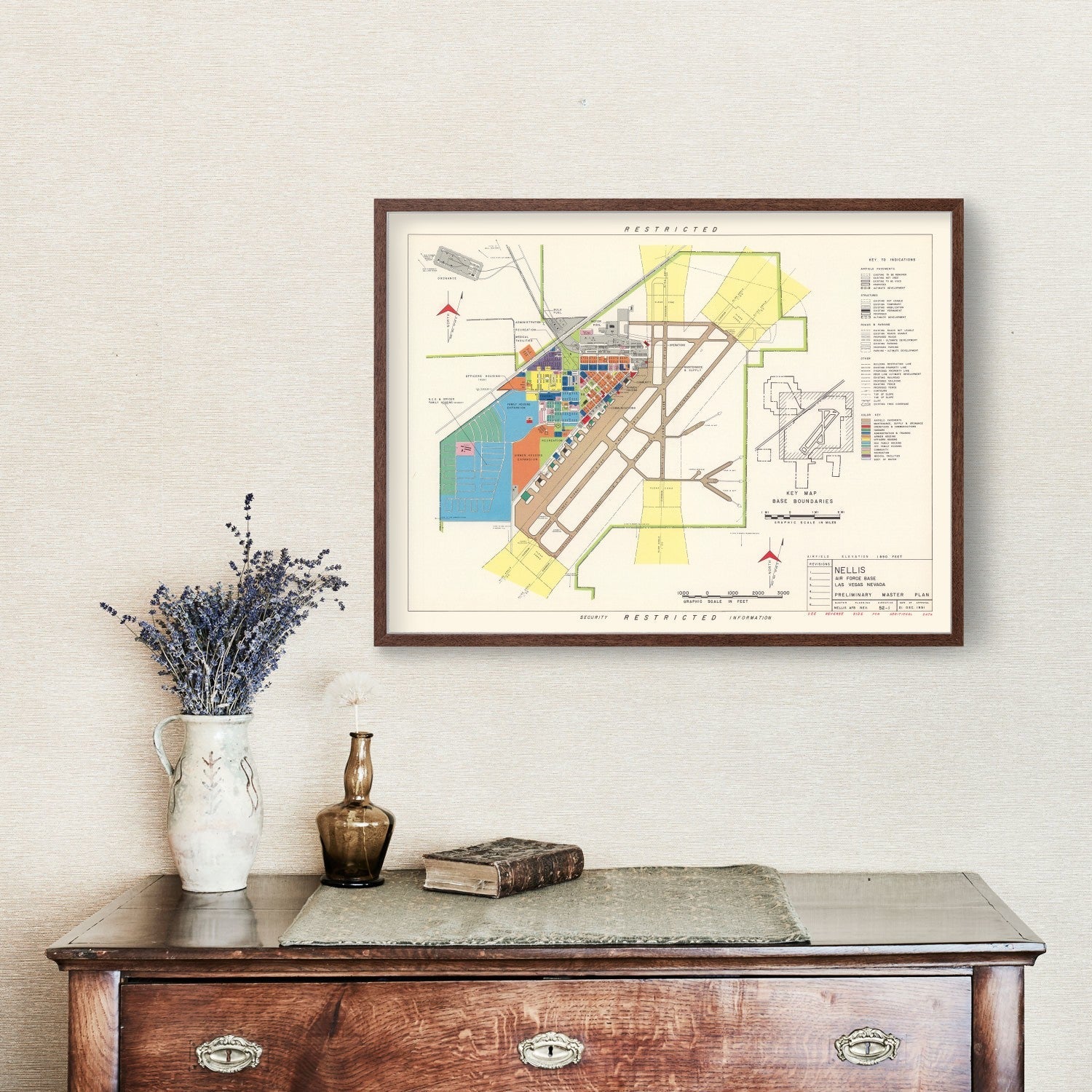 Vintage Map of Nellis Air Force Base, 1951