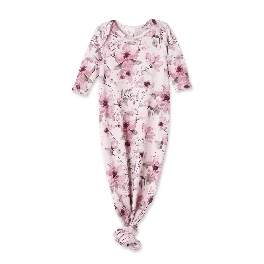 Watercolor Floral Baby Gown - Bamboo Newborn Layette