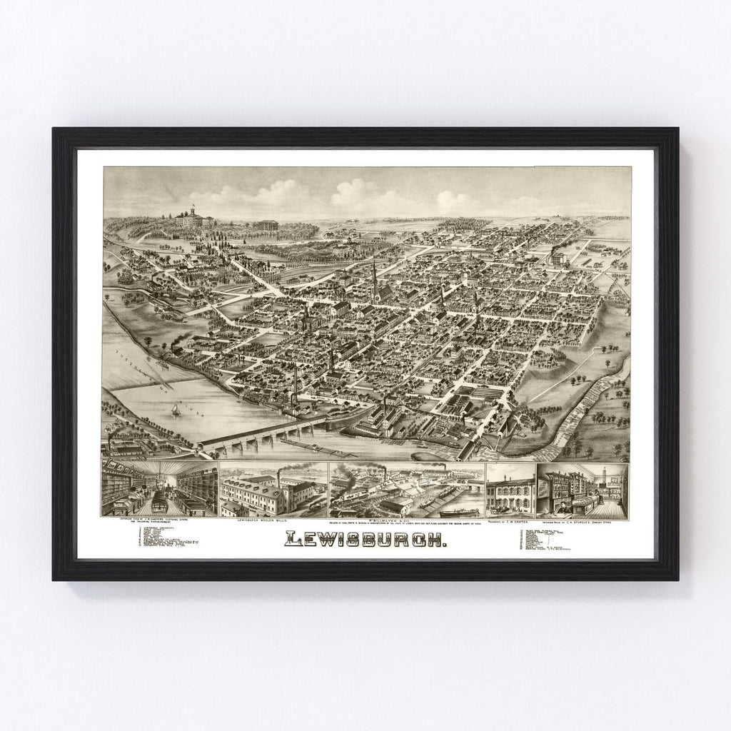 Vintage Map of Lewisburgh, Pennsylvania 1884