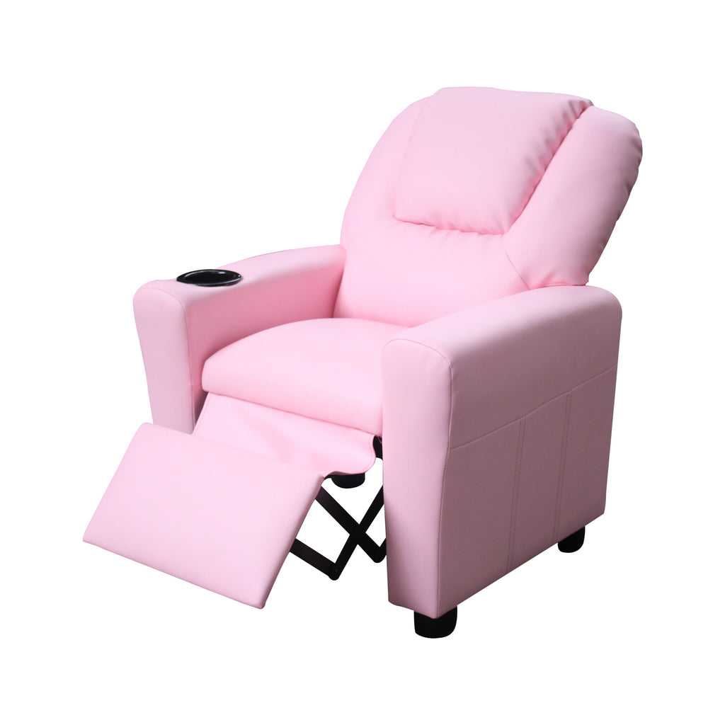 Marisa 23' Pink PU Leather Kids Recliner Chair with Cupholder