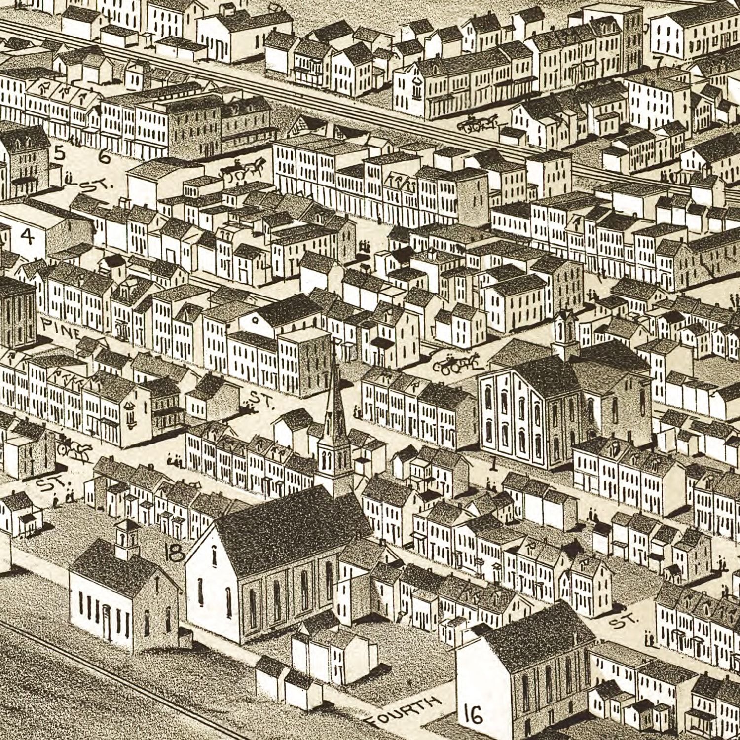 Vintage Map of Mahanoy City, Pennsylvania 1889