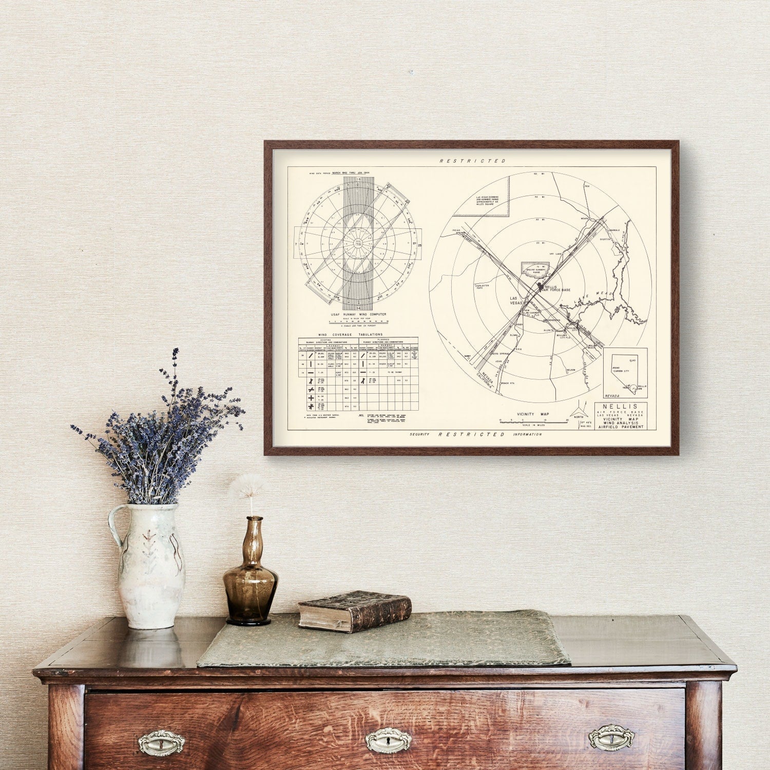 Vintage Map of the Nellis Air Force Base Vicinity, 1951