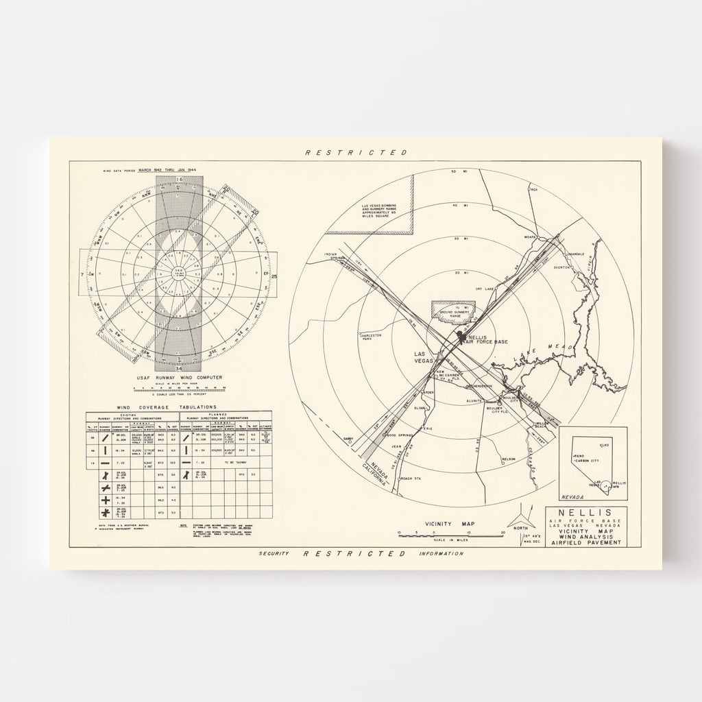 Vintage Map of the Nellis Air Force Base Vicinity, 1951