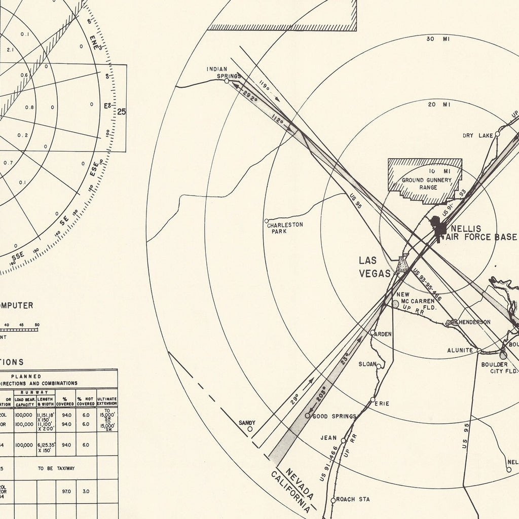 Vintage Map of the Nellis Air Force Base Vicinity, 1951