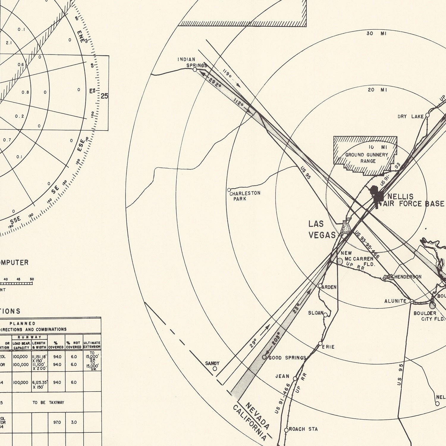 Vintage Map of the Nellis Air Force Base Vicinity, 1951