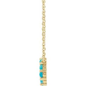 14K Yellow Gold Natural Turquoise Circle Cabochon 18" Necklace